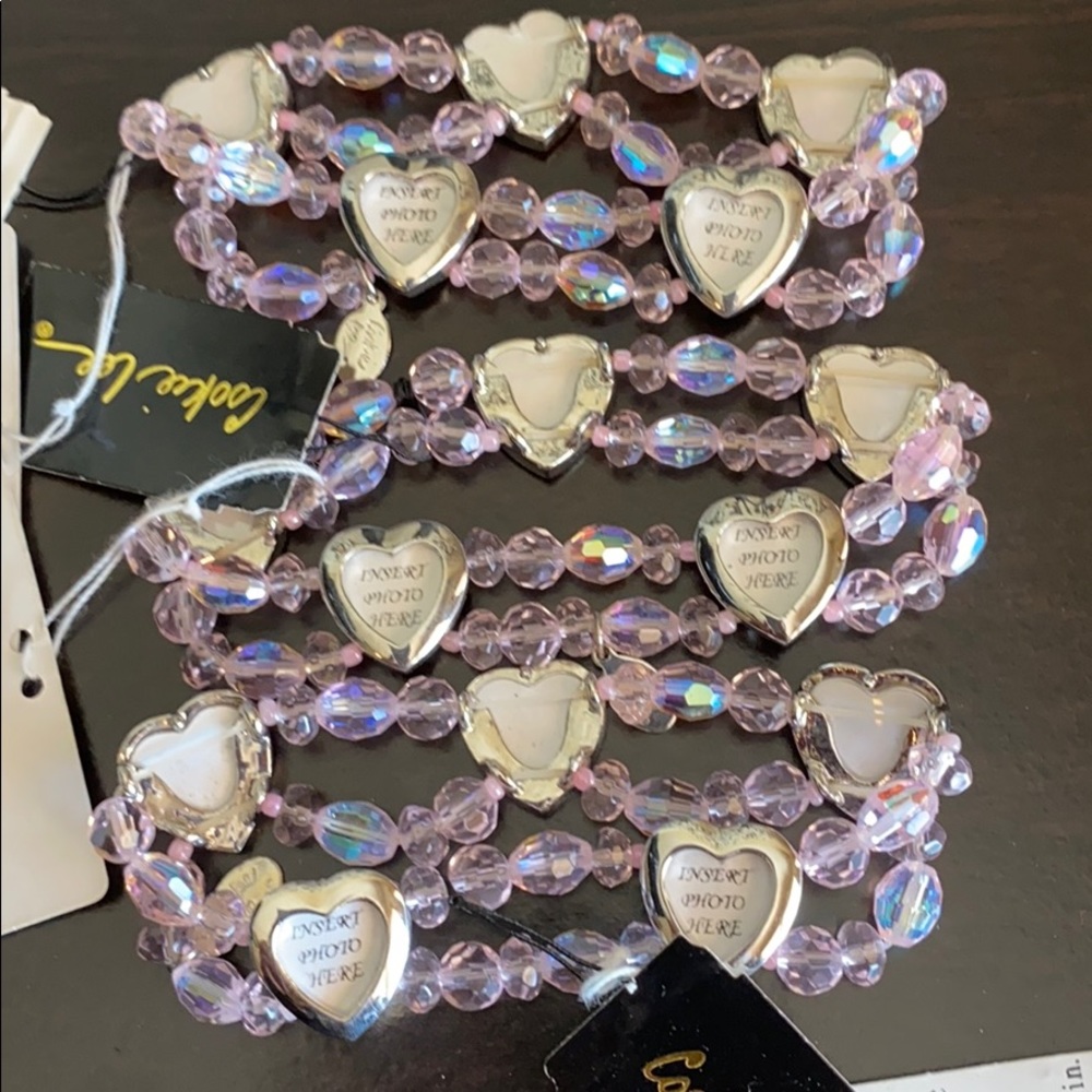 set of 3 cookie lee photo charm stretch bracelets